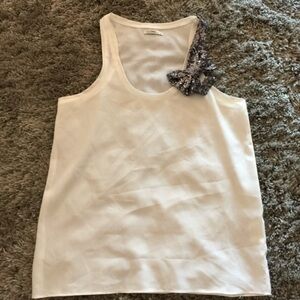 White Tank tops with sequins ribbon